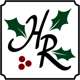 HR logo with holly berries and leaves